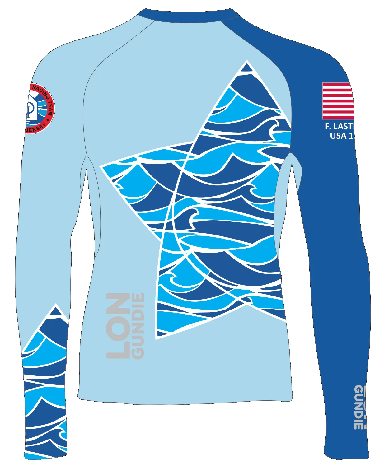 JR RASH GUARD TOP LONG SLEEVE BLUE | CERT | PSNLZ'D