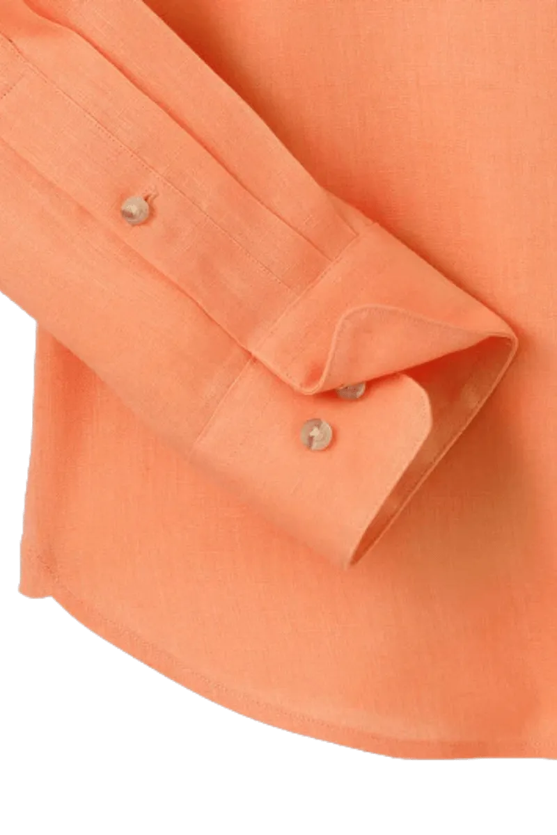 Orange Linen Classic Solid Shirt