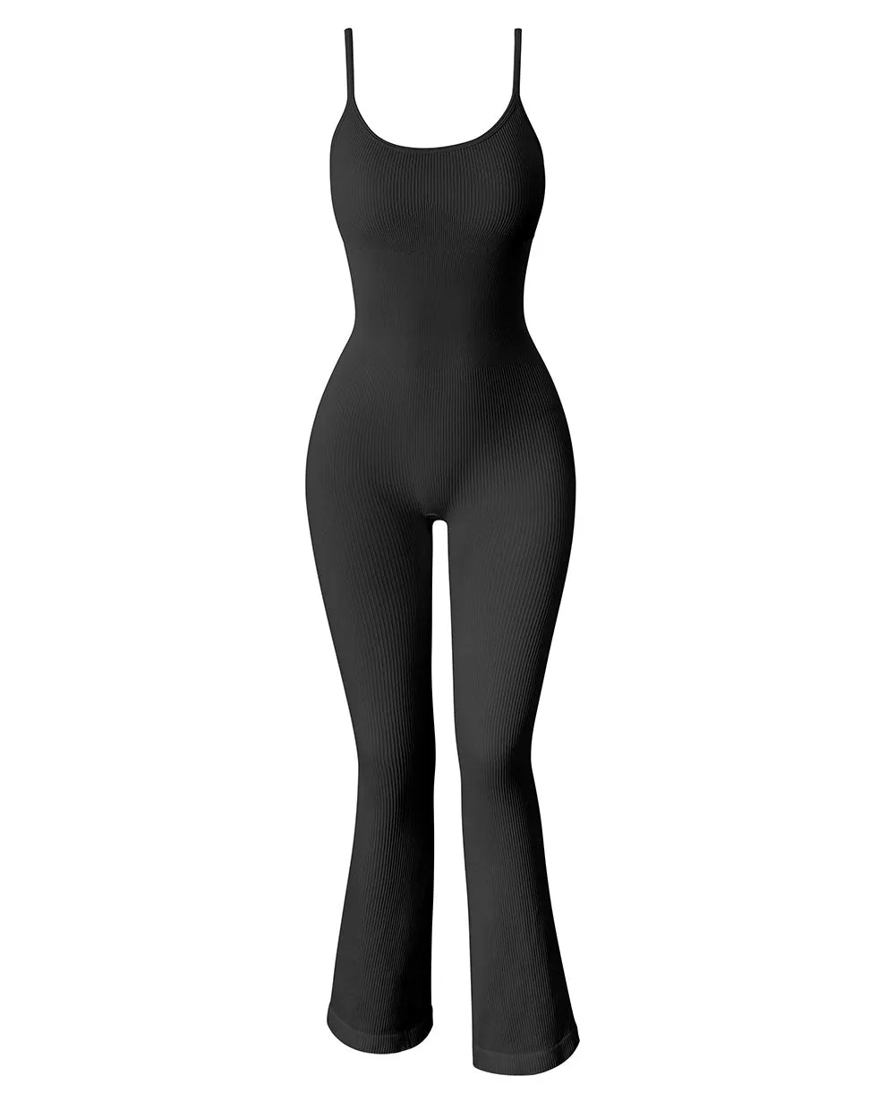 Ribbed Bell Bottoms Flare Jumpsuits